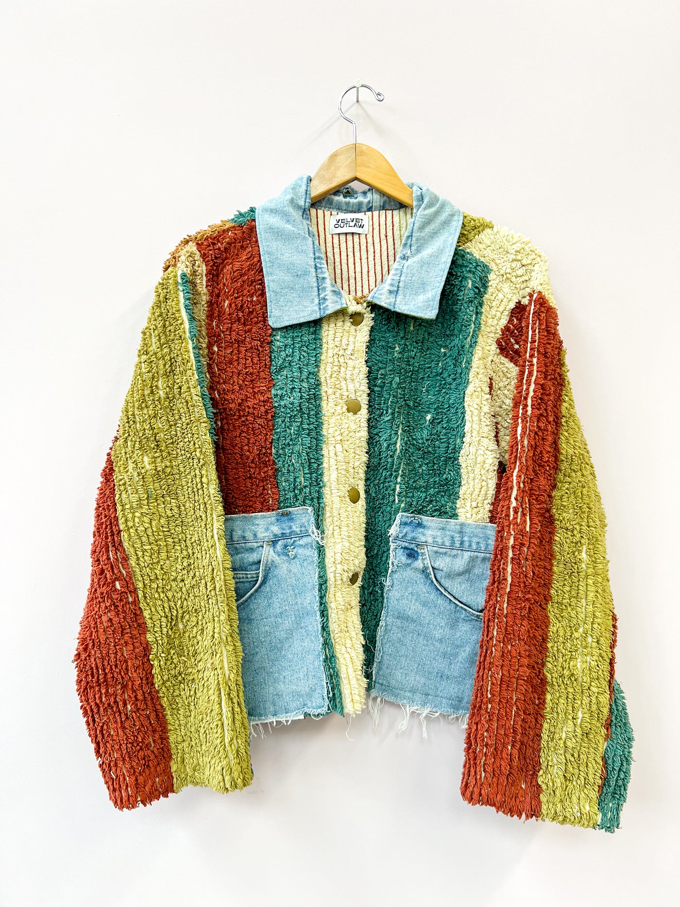Chenille Earth Tone Upcycled Shirt-Jacket - XL