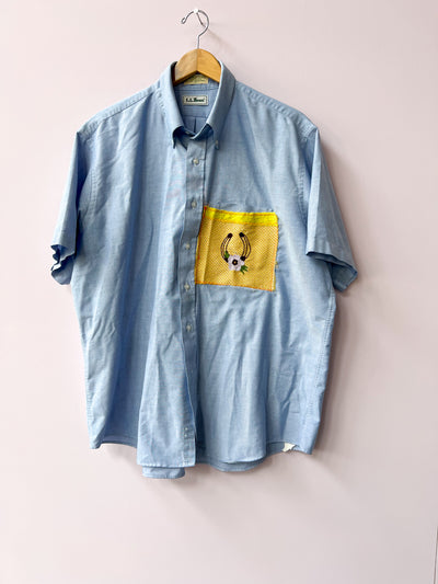 Horseshoe Upcycled Button Up Shirt 1X