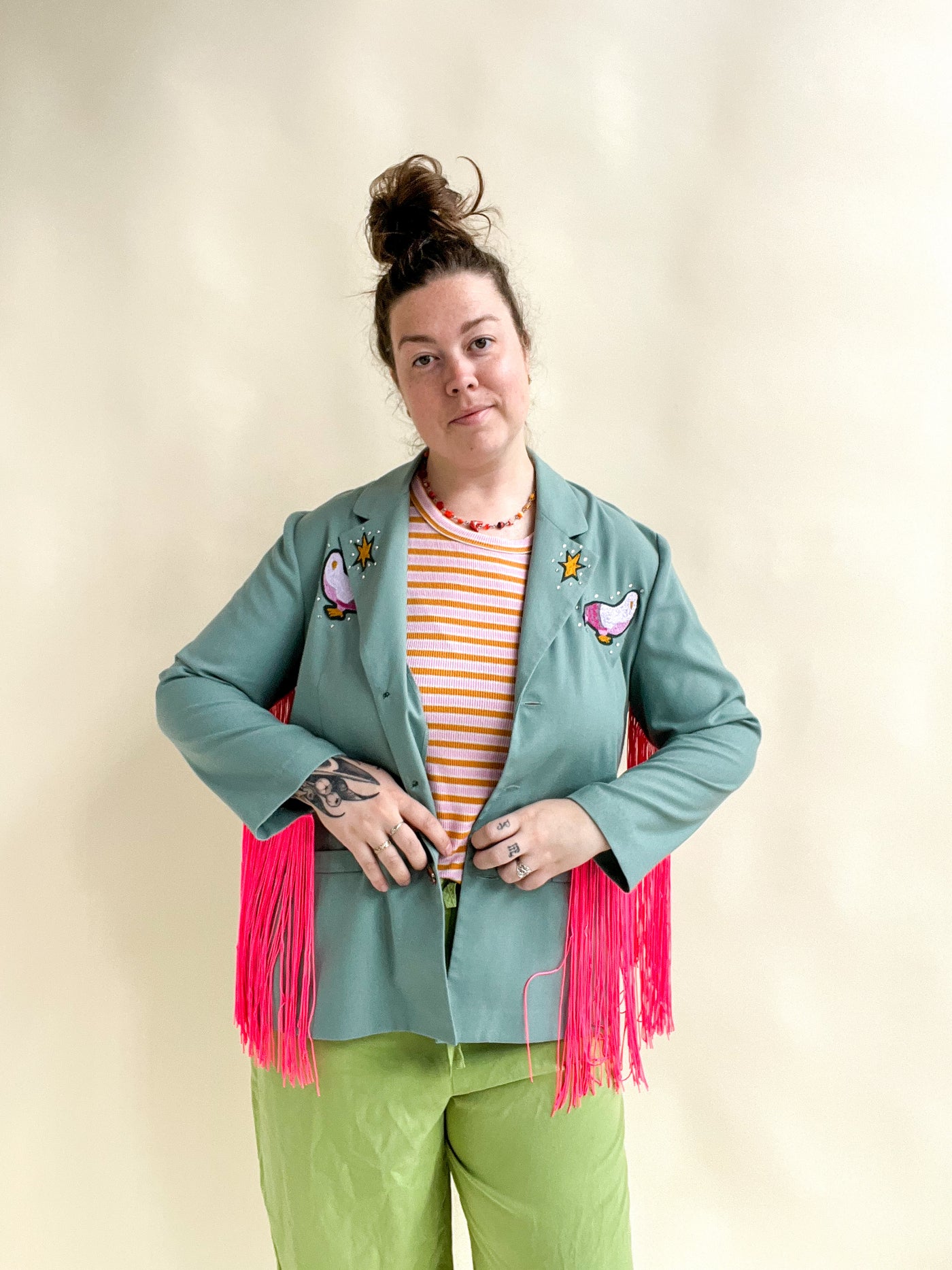 Pigeon Chainstitched Fringe Blazer