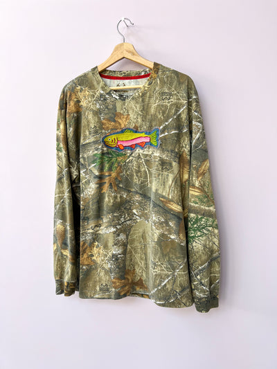 Camo Trout Chain Stitch Long Sleeve Tee XL
