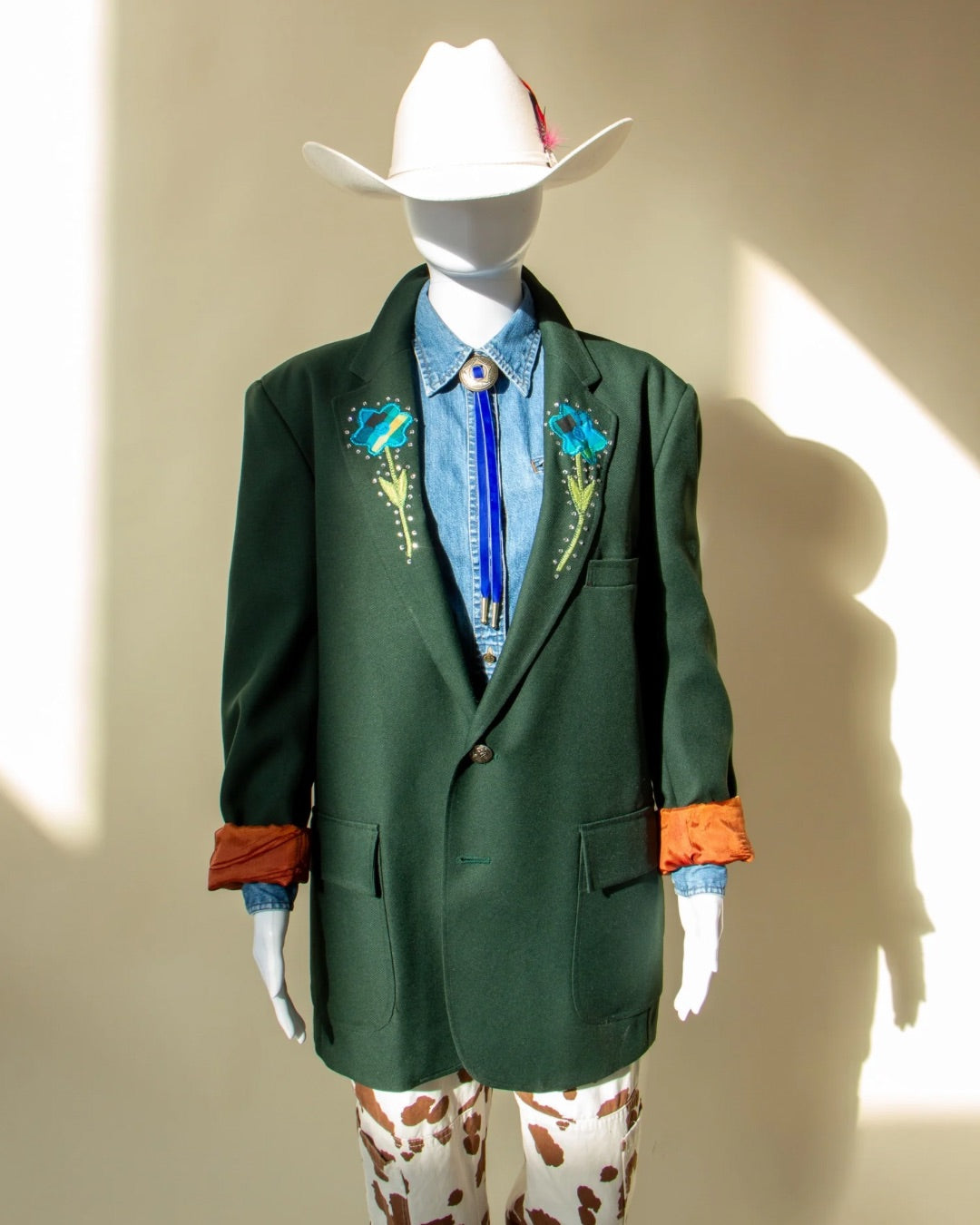 Green Reworked Rhinestone Western Style Jacket L