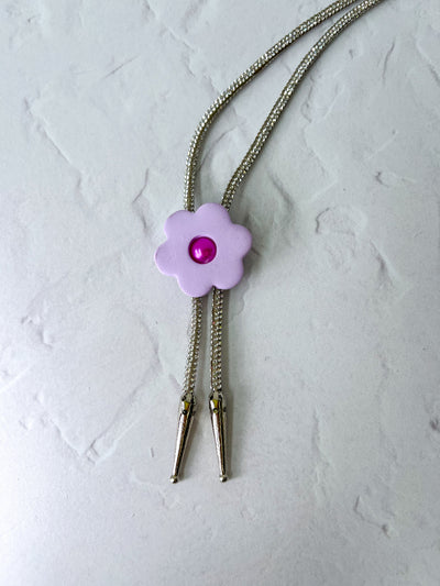 Flower Rhinestone Rope Bolo Tie