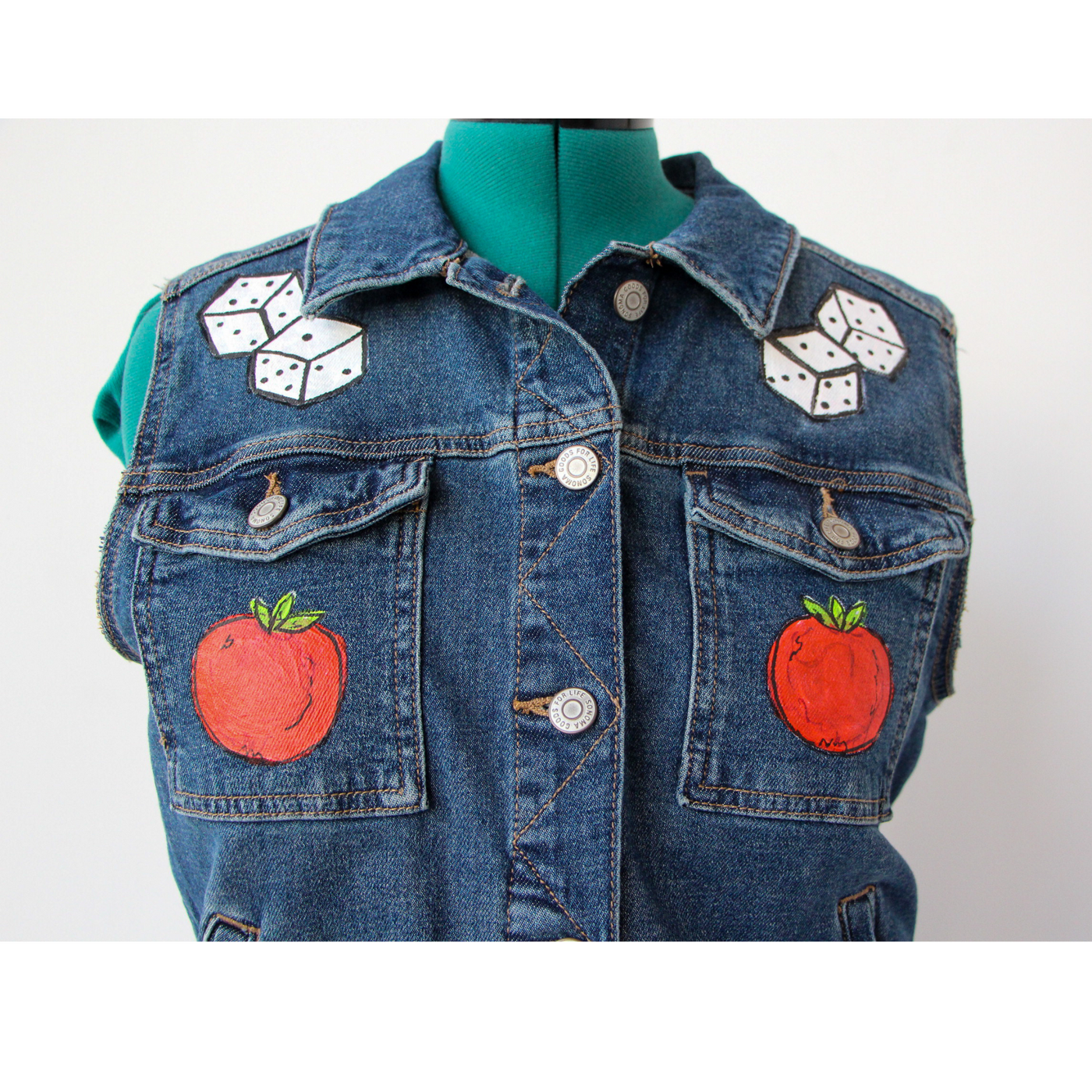 Tomato Hot Dog Denim Vest #2  Size L