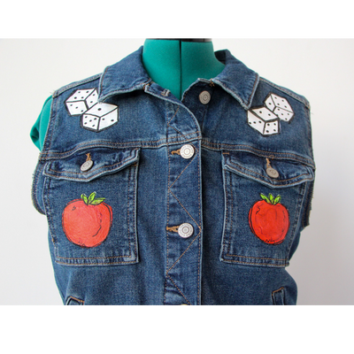 Tomato Hot Dog Denim Vest #2  Size L