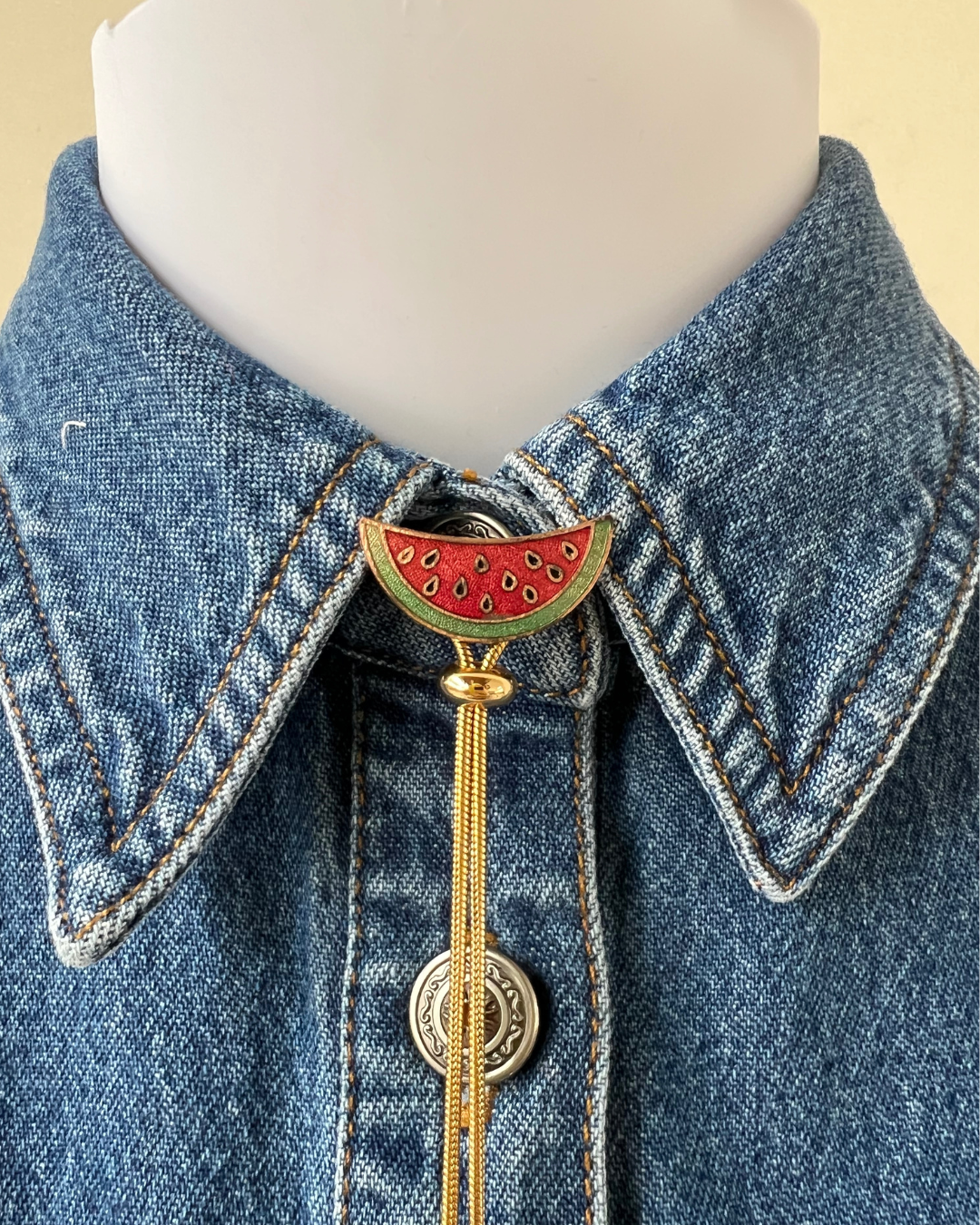 Watermelon Gold Vintage Style Bolo Tie