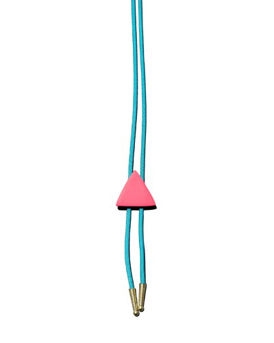 Pink Triangle Blue Cord Bolo Tie