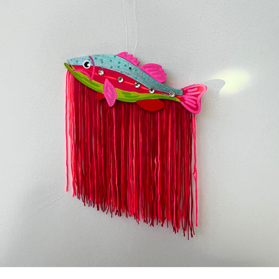 Pink Fish Fringe Wall Art