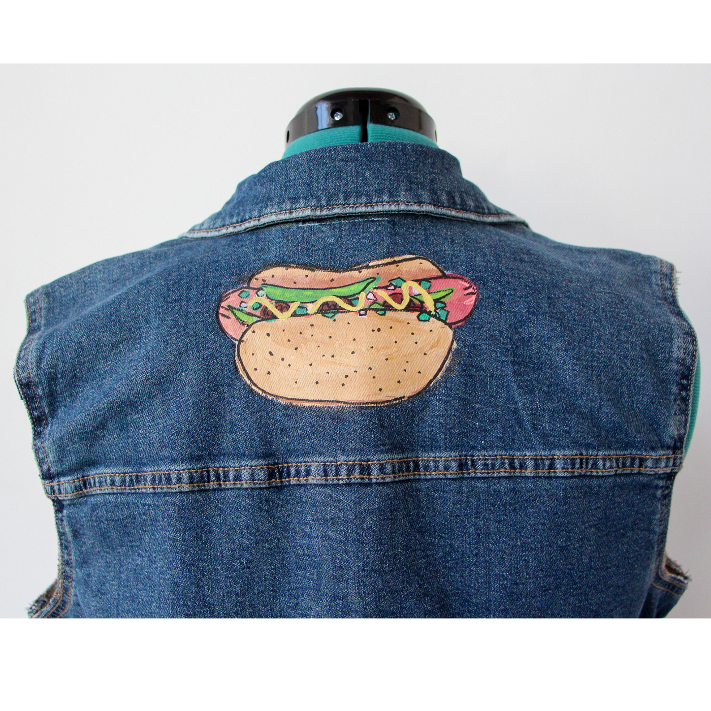 Tomato Hot Dog Denim Vest #2  Size L