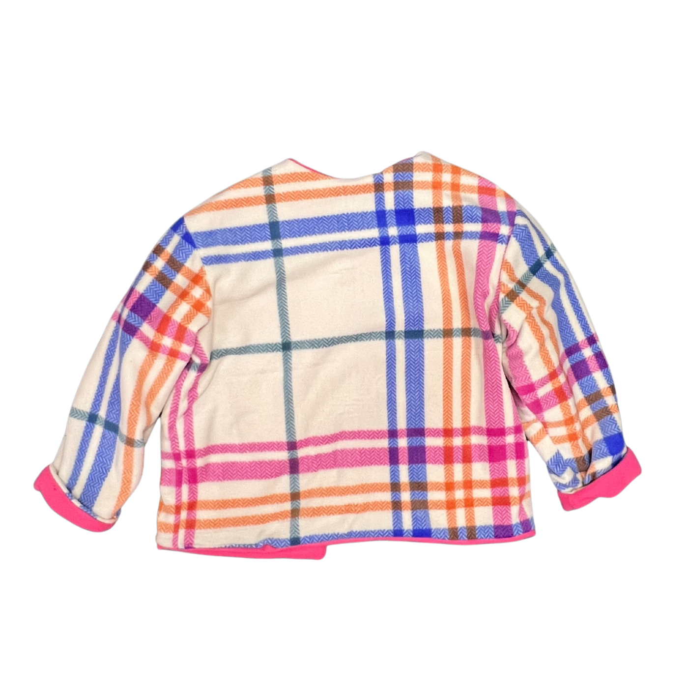 Colorful Plaid Fleece Chore Jacket with Pockets 2X/3X