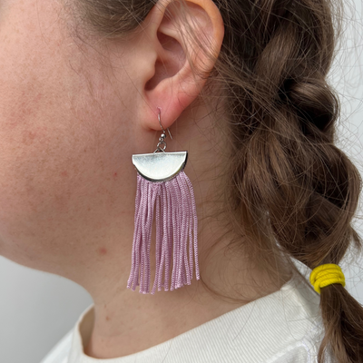 Lavender Fringe Earring - Silver