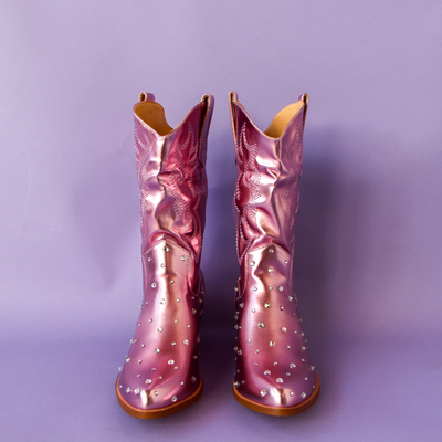 Metallic Pink Cowboy Boot #1 Size 9