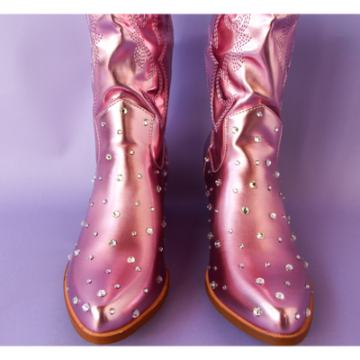 Metallic Pink Cowboy Boot #1 Size 9