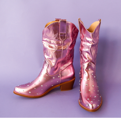 Metallic Pink Cowboy Boot #1 Size 9