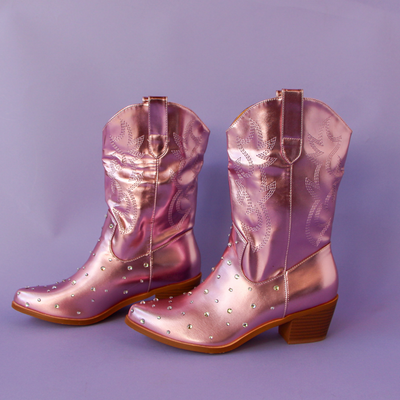 Metallic Pink Cowboy Boot #1 Size 9