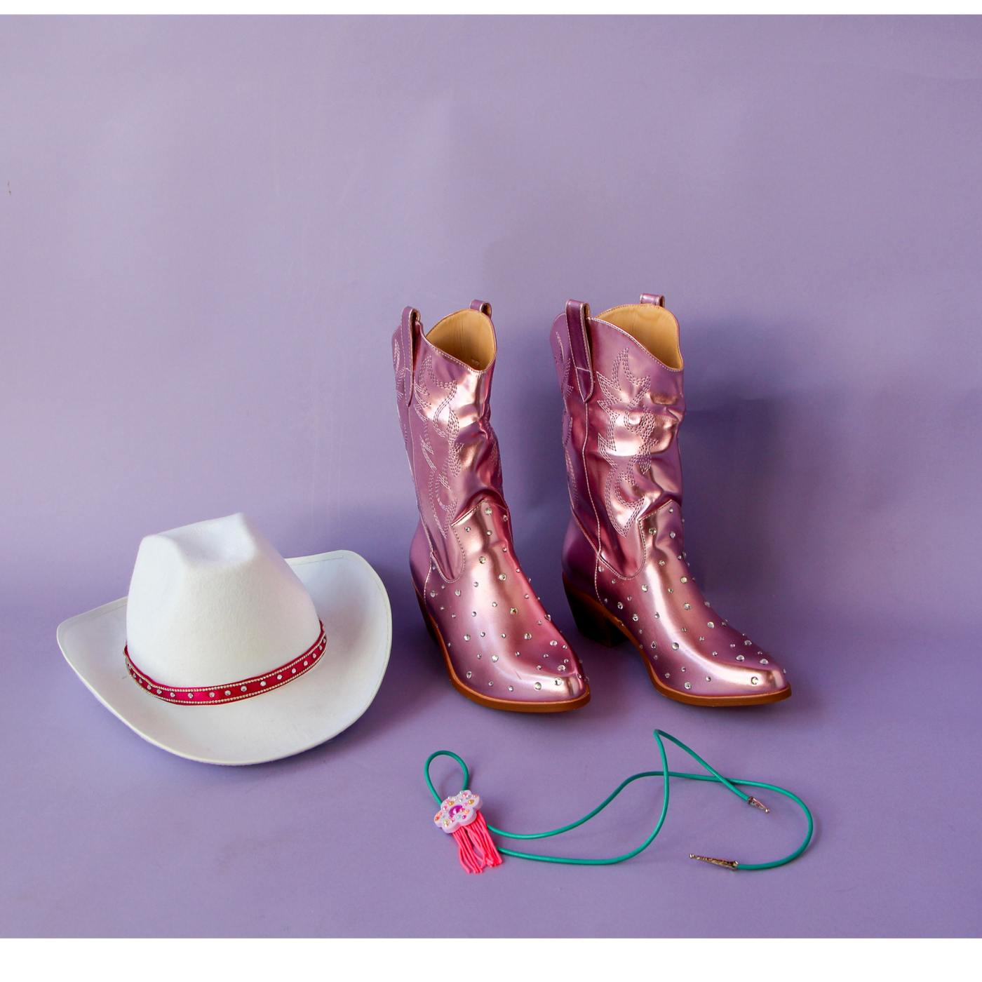 Metallic Pink Cowboy Boot #1 Size 9