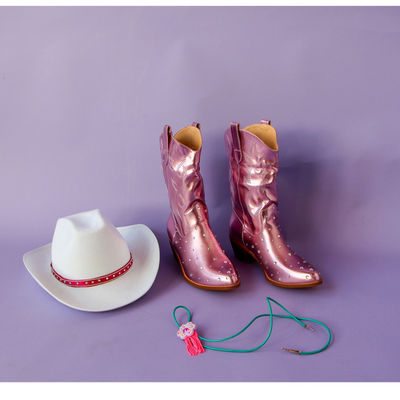 Metallic Pink Cowboy Boot #1 Size 9