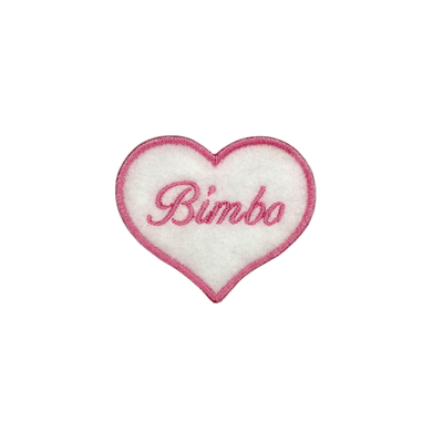 Bimbo White and Pink Heart Embroidered Iron-on Patch