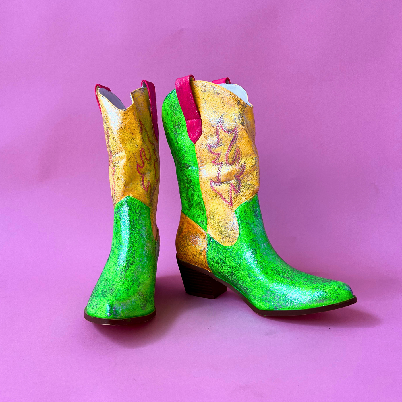 Painted Glitter Cowboy Boot #3 Size 8