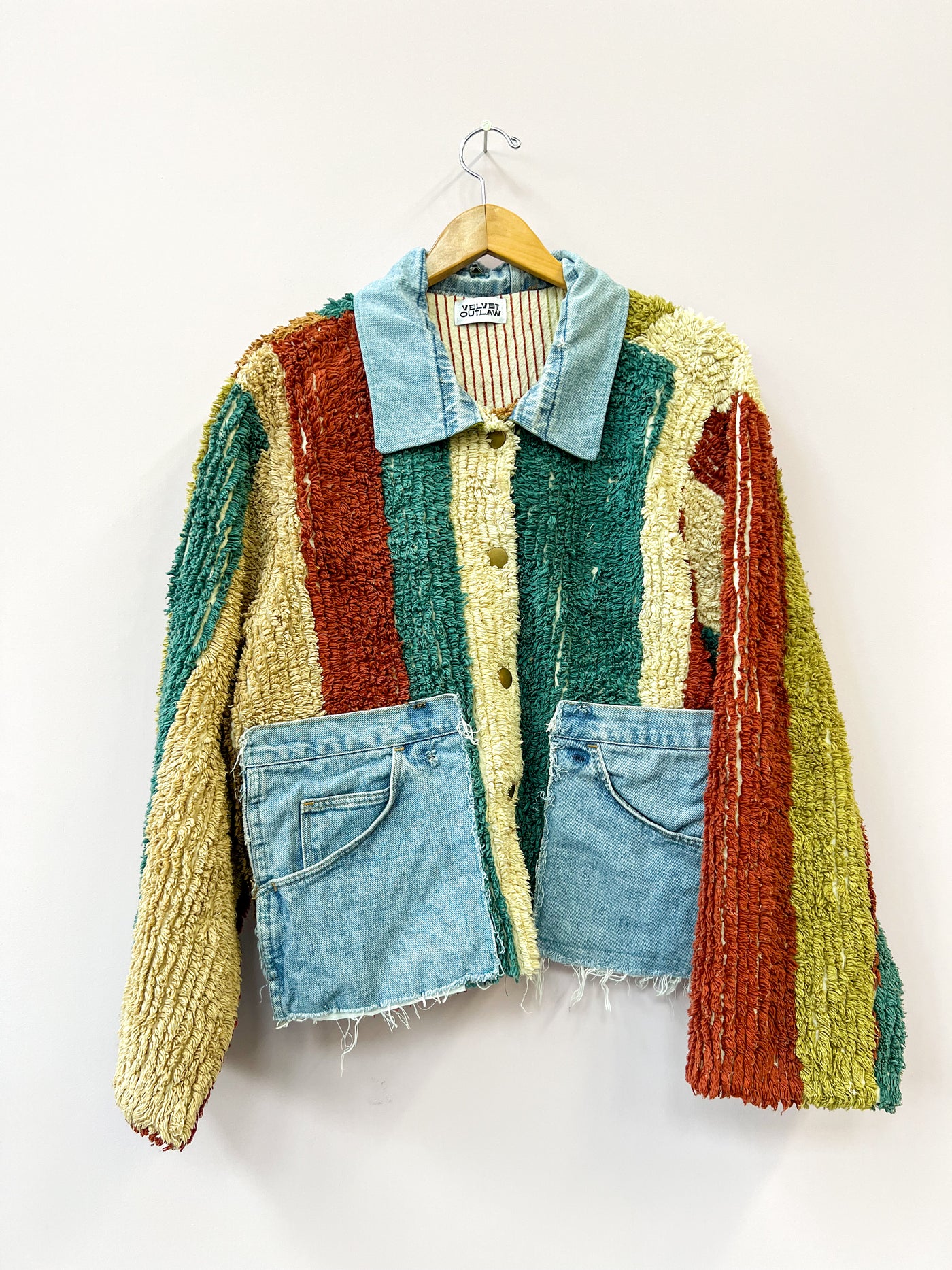 Chenille Earth Tone Upcycled Shirt-Jacket - XL