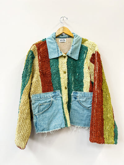 Chenille Earth Tone Upcycled Shirt-Jacket - XL