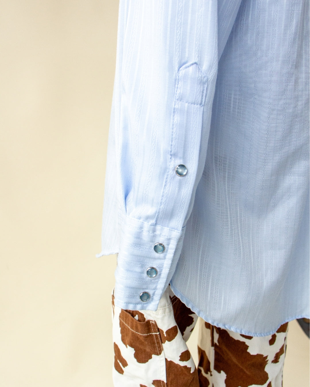 Light Blue Western Pearl Snap Long Sleeve Shirt