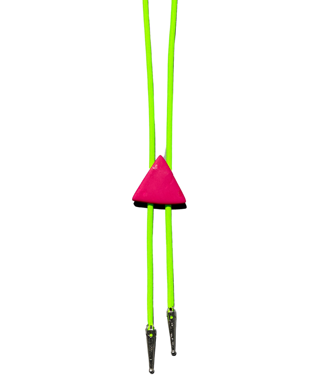 Hot Pink Triangle Neon Green Bolo Tie