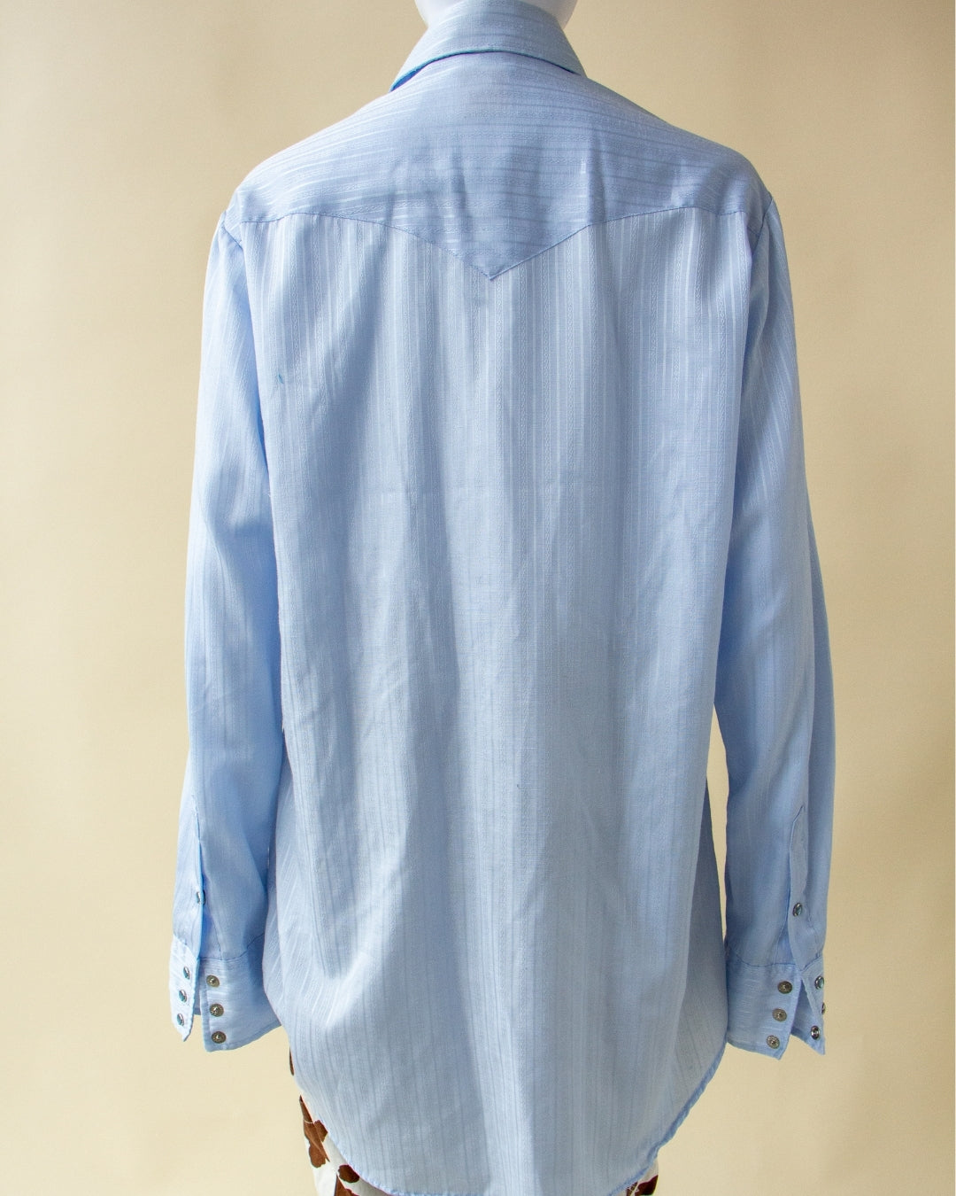 Light Blue Western Pearl Snap Long Sleeve Shirt