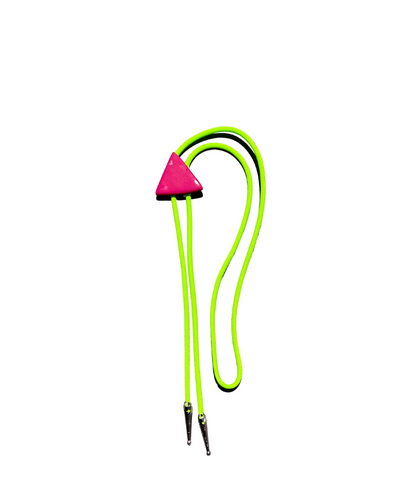 Hot Pink Triangle Neon Green Bolo Tie