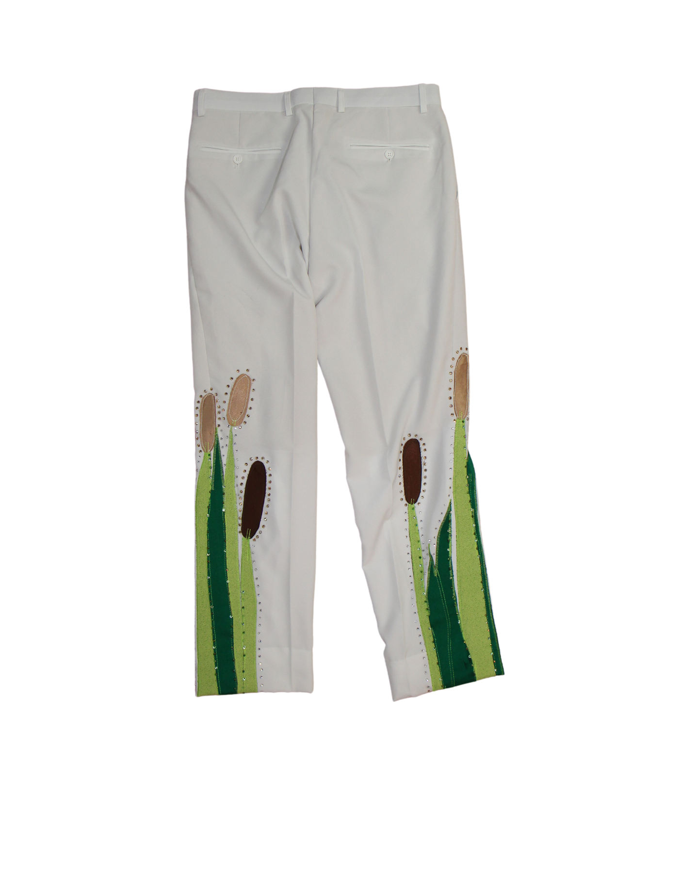 White Dress Pants with Cattails 32x30