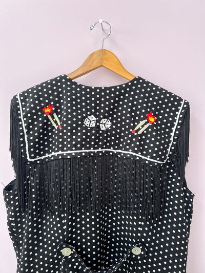 Dice Chain Stitch Upcycled Vintage Dress XL