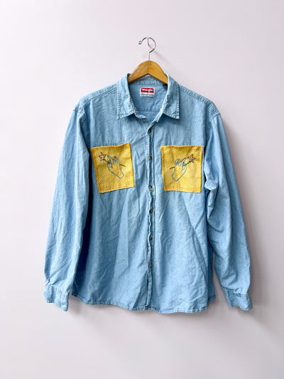 Folk Flower Wrangler Upcycled Shirt XL