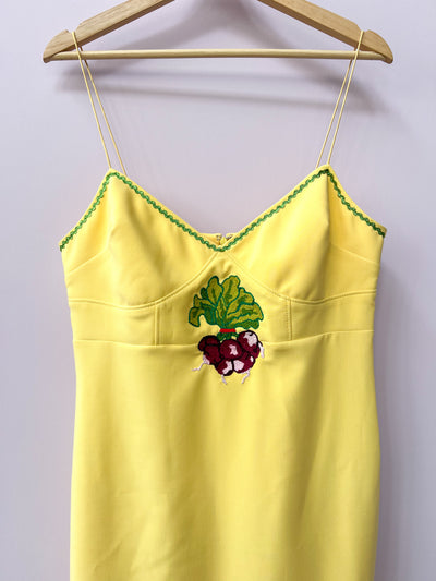 Butter Yellow Radish Midi Fringe Dress