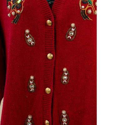 Red Beaded 80's Holiday Sweater