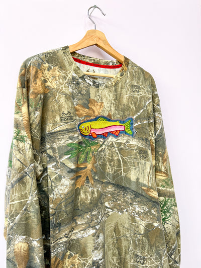 Camo Trout Chain Stitch Long Sleeve Tee XL