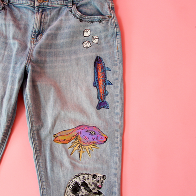 Painted Denim Pants #6 Size 14