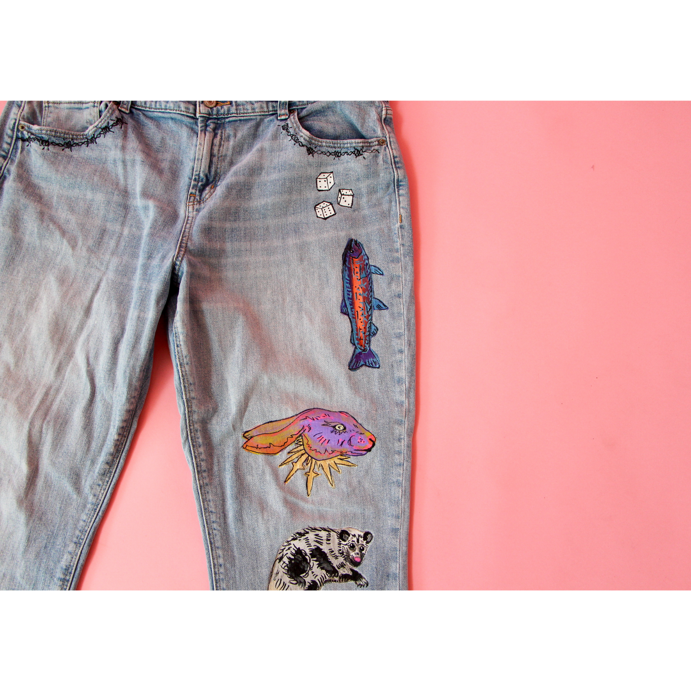 Painted Denim Pants #6 Size 14