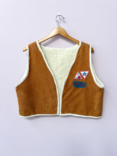 Queer Corduroy Sherpa Cropped Bowling Vest L