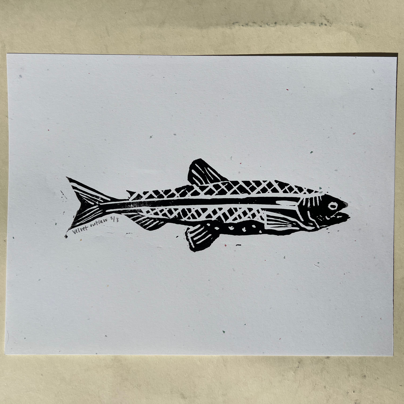 Fish Out of Water Linocut Print