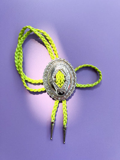 Concho Lime Hand Braided Bolo Tie