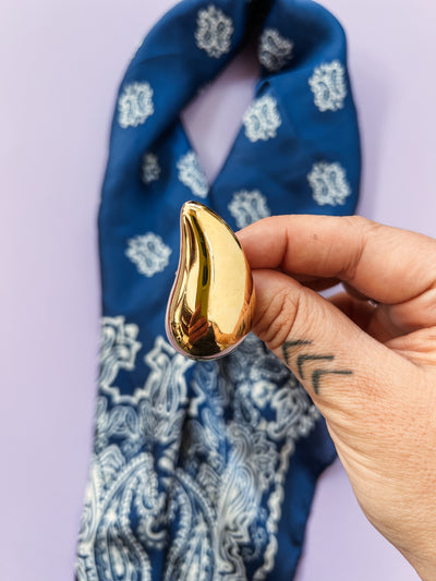 Raindrop Gold Vintage Upcycled Bandana Slide