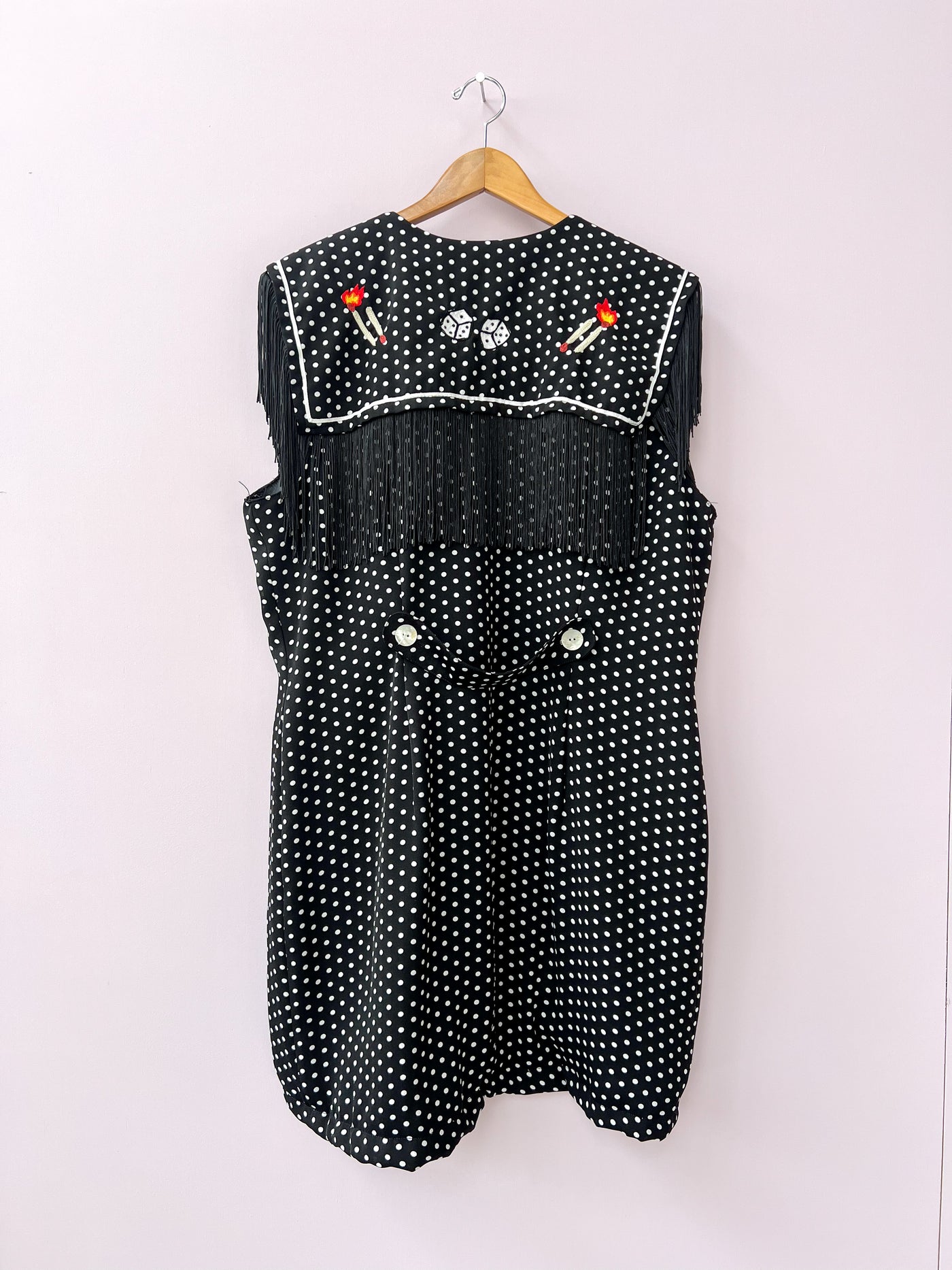 Dice Chain Stitch Upcycled Vintage Dress XL