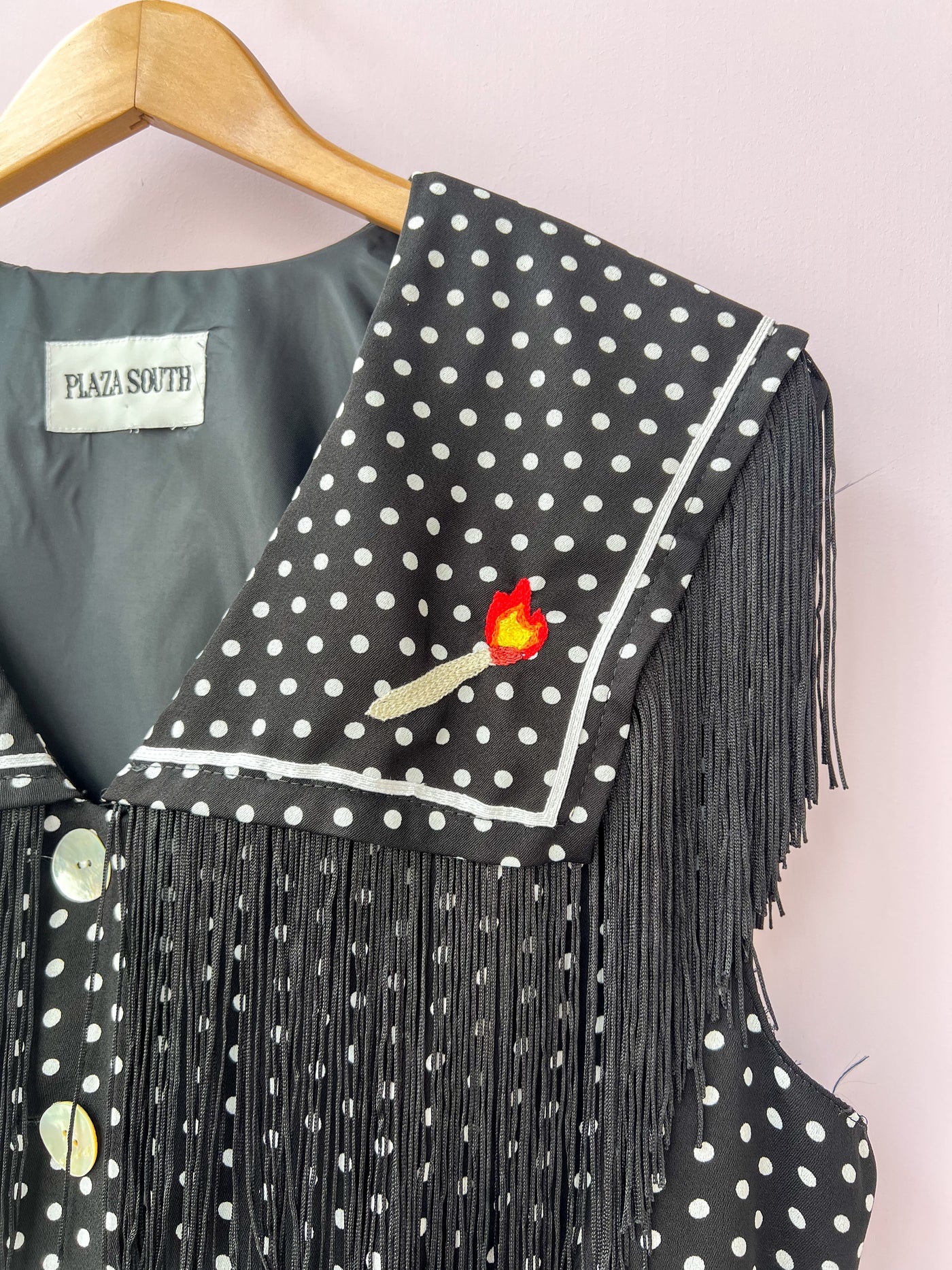 Dice Chain Stitch Upcycled Vintage Dress XL