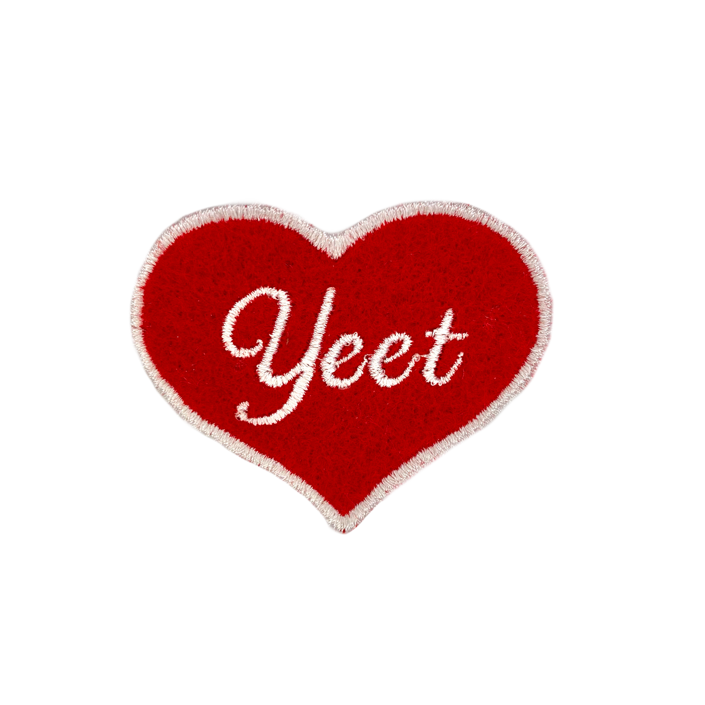 Yeet Red and Pink Heart Embroidered Iron-on Patch