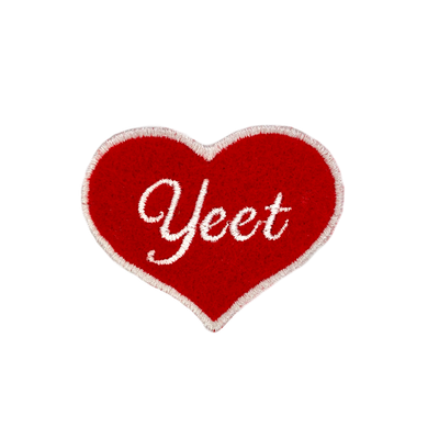 Yeet Red and Pink Heart Embroidered Iron-on Patch