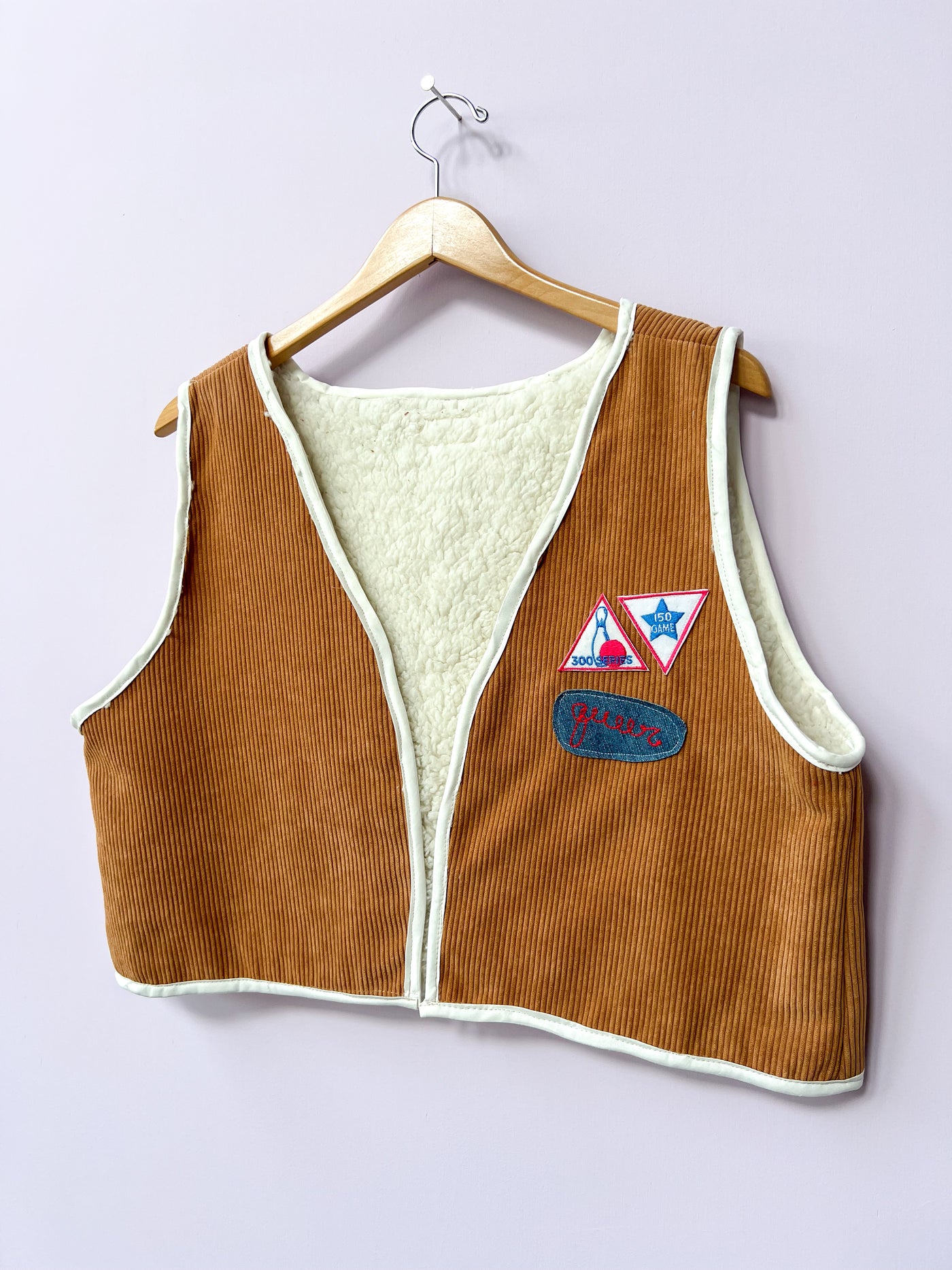 Queer Corduroy Sherpa Cropped Bowling Vest L