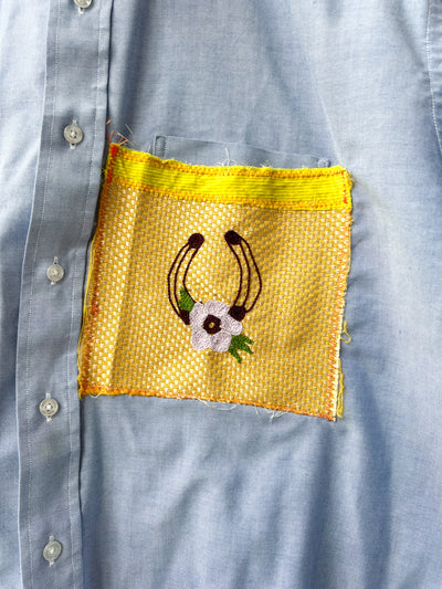 Horseshoe Upcycled Button Up Shirt 1X