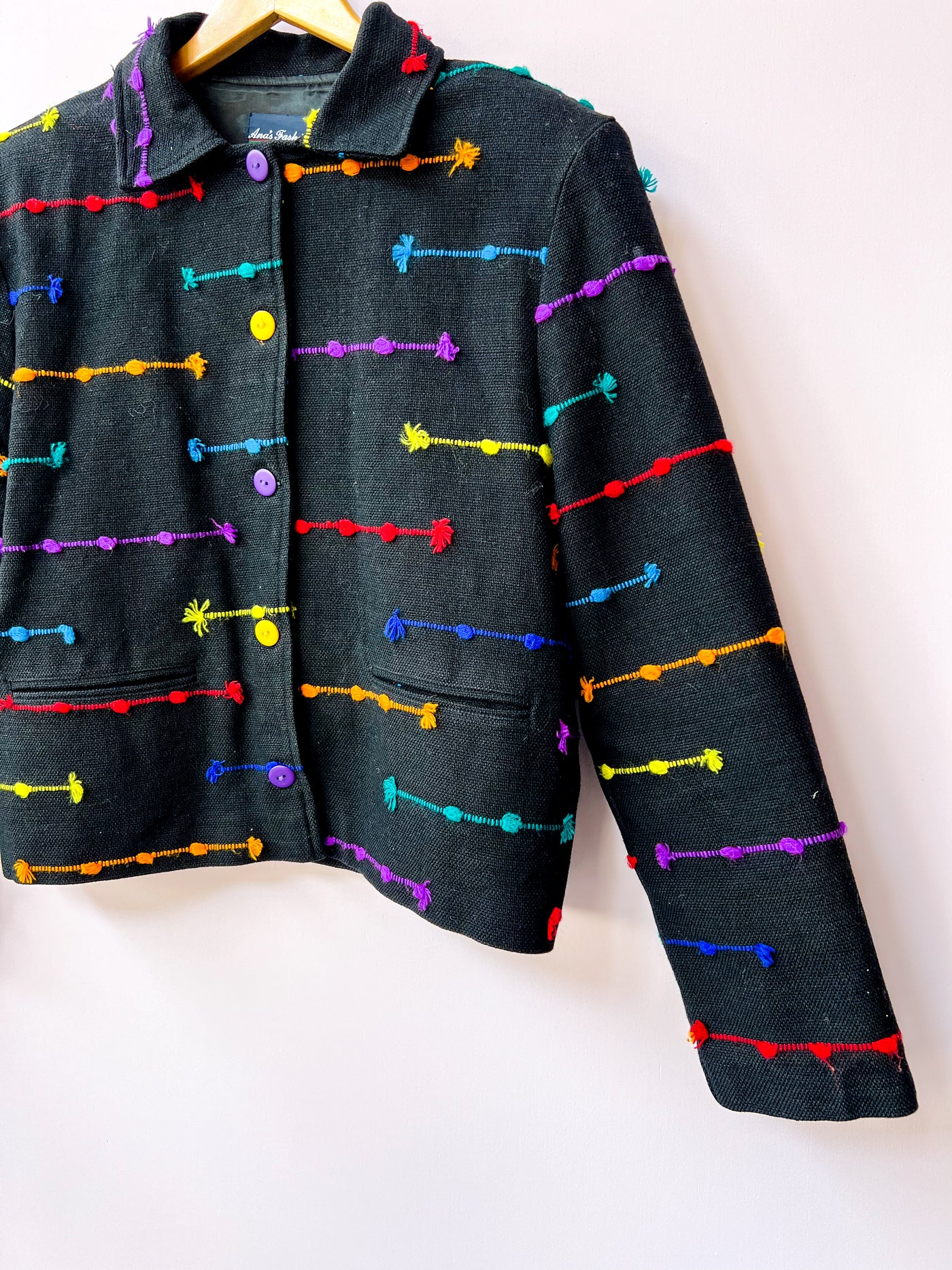 Black Rainbow Woven Jacket Blazer L