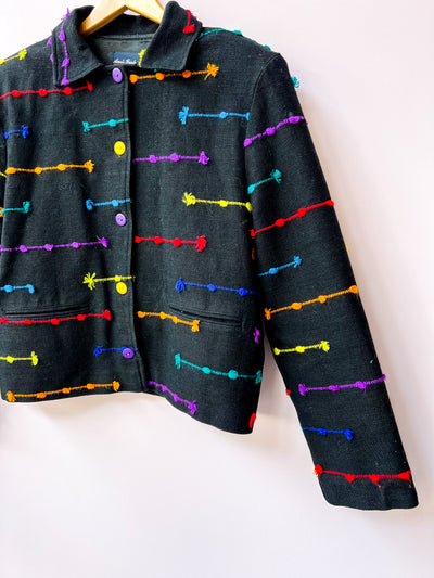Black Rainbow Woven Jacket Blazer L
