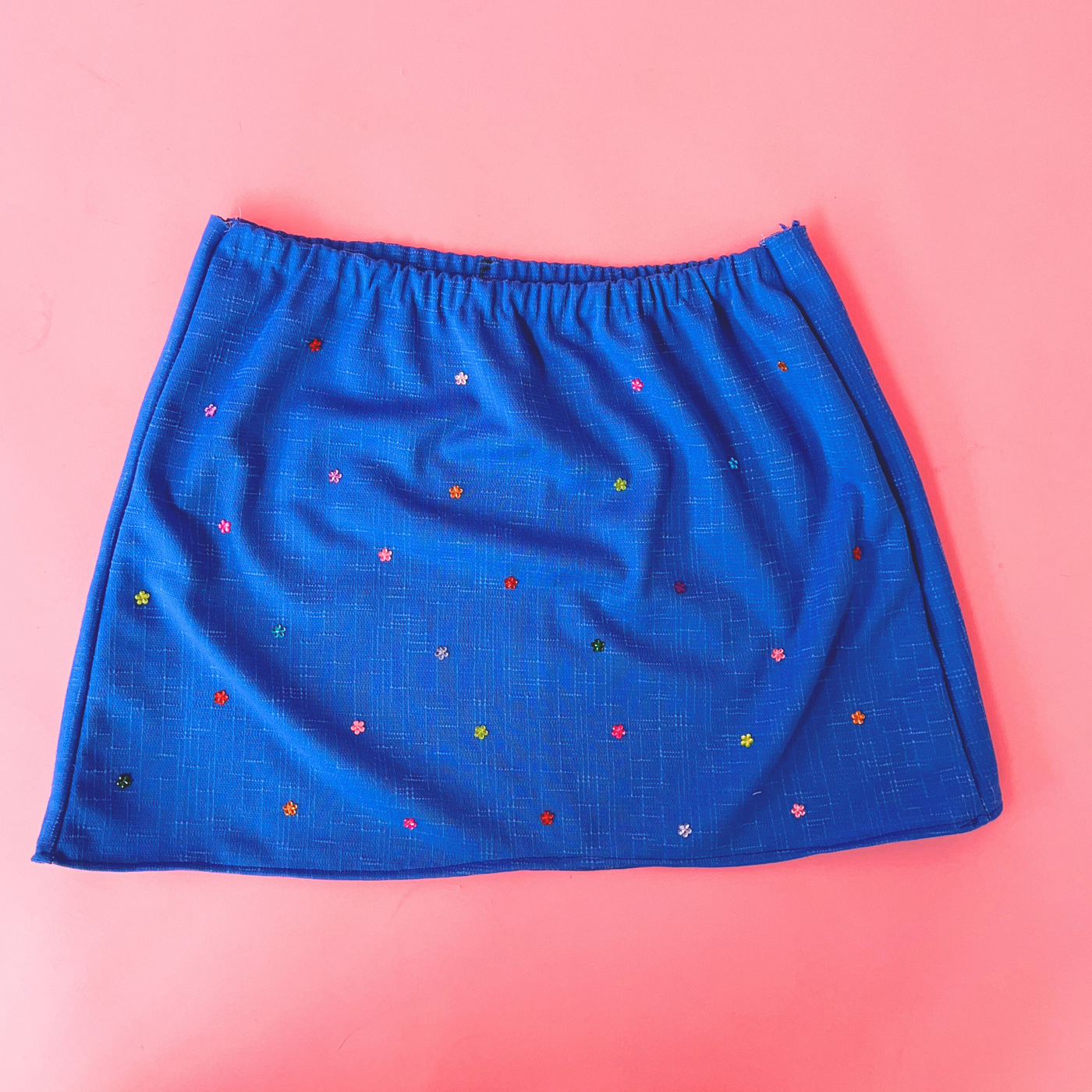 Blue Flower Power Y2K Handmade Skirt Size XL