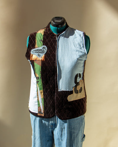 Brown Quilted Barn Vest Upcycled